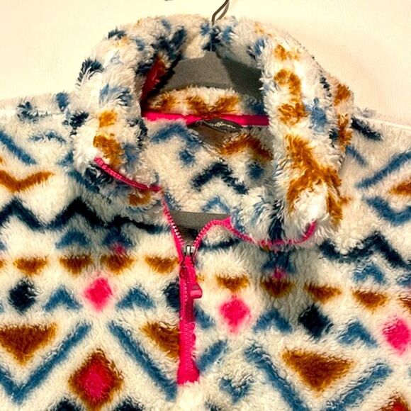 Women's Patterned Fleece Sweater - Multicolor - Picture 6 of 10